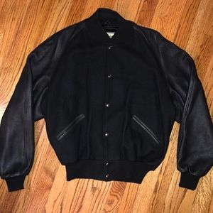Leather & Wool. Varsity Letterman Jacket by Roots